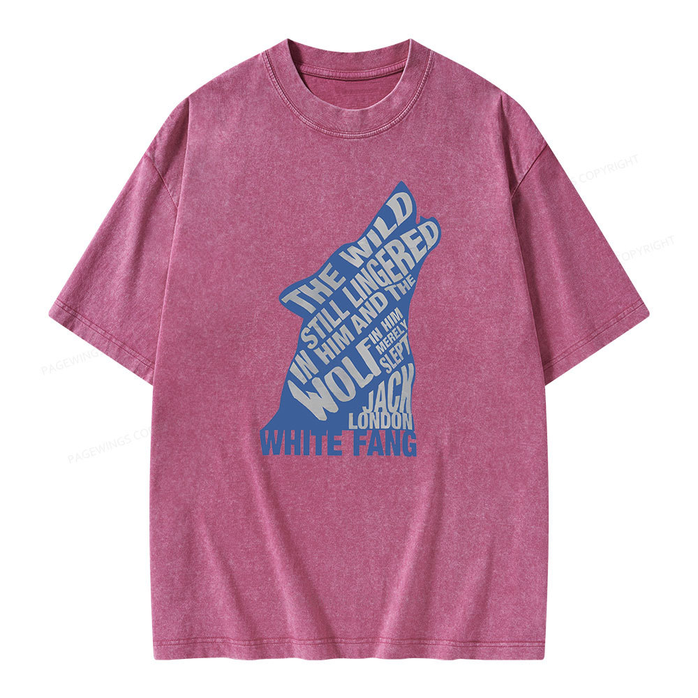 Pagewings White Fang by Jack London Blue Book Quote Unisex Washed T-shirt