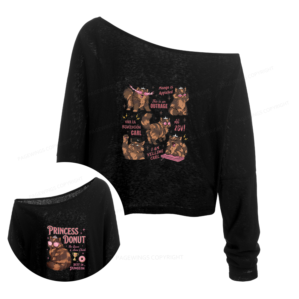 Pagewings Sci Fi Reader Slouchy Long Sleeve Off Shoulder T-shirt