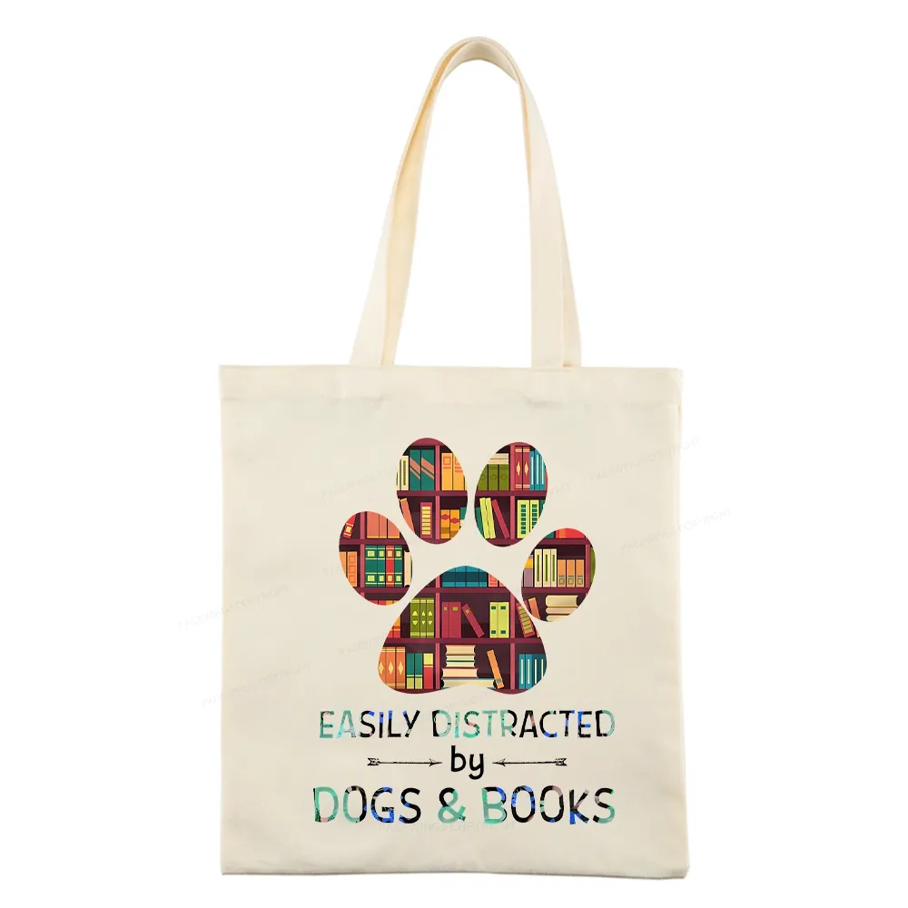 Pagewings Easily Distracted By Dogs And Books Tote Bag