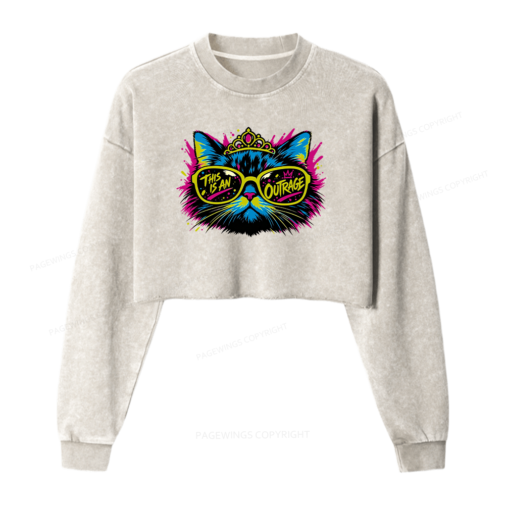 Pagewings Sci Fi Bookish Washed Crop Sweatshirt