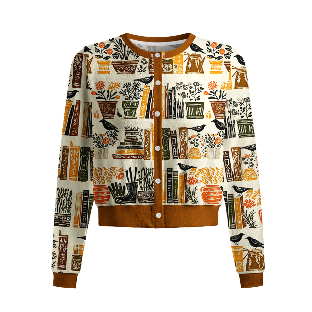 Pagewings Bookish Vibe Crew Neck Cardigan Sweaters