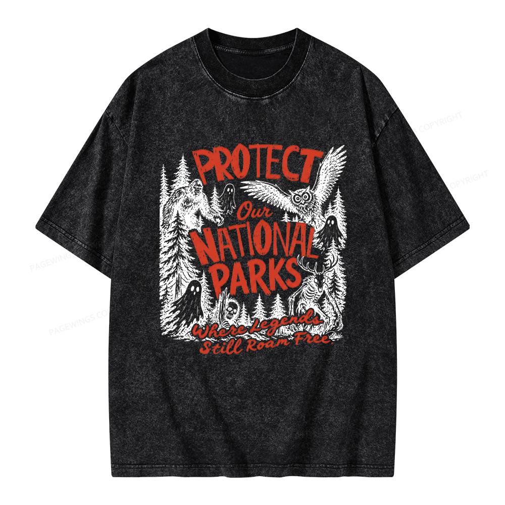 Pagewings Protect National Parks Unisex Washed T-shirt