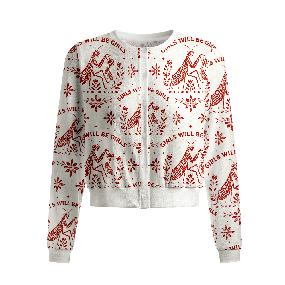 Pagewings Girls Will Be Girls Crew Neck Cardigan Sweaters
