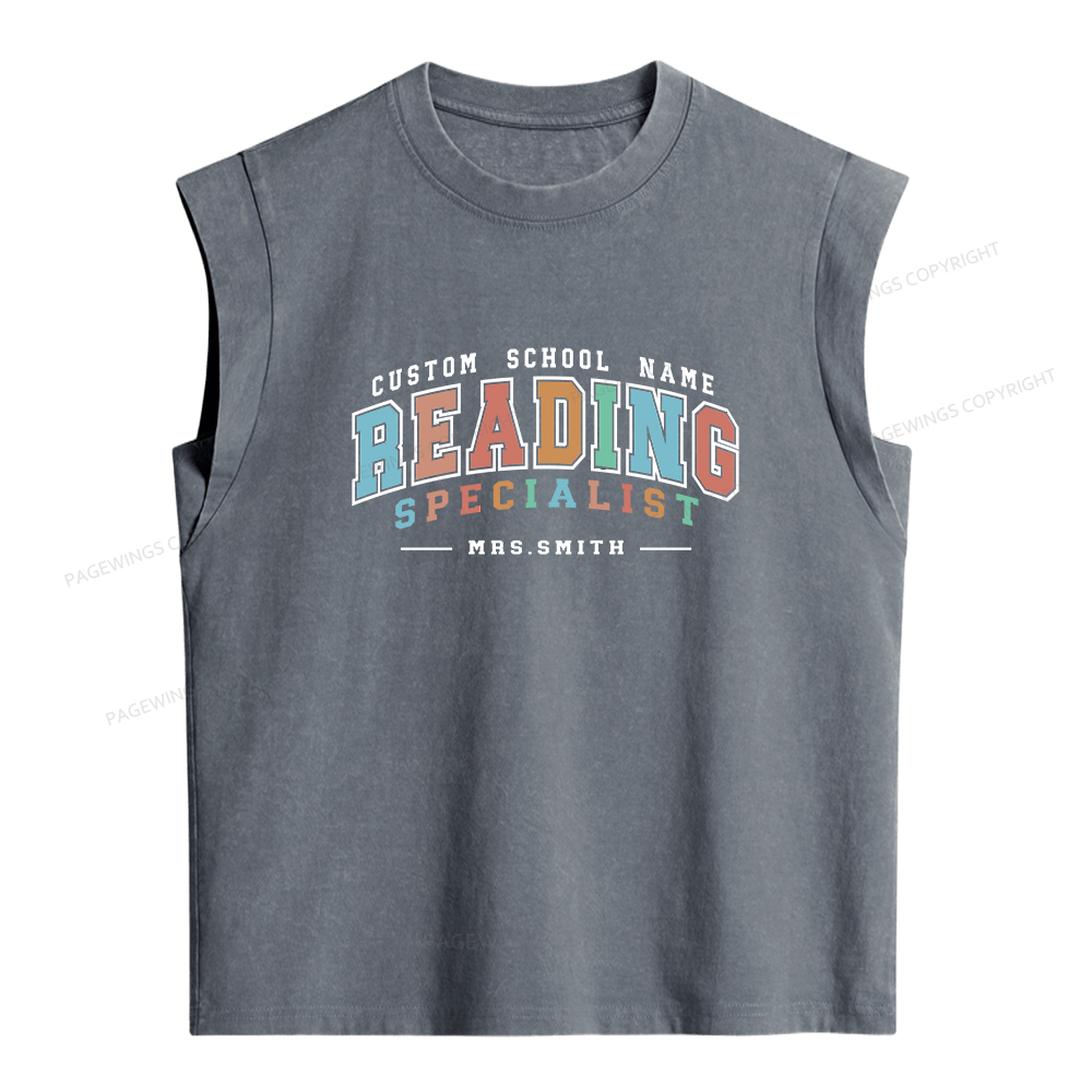Pagewings Personalized Librarian Teacher Women's Washed Tank Top
