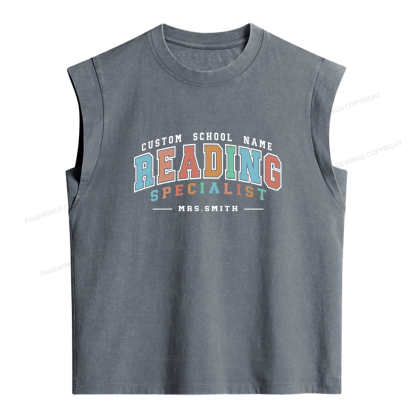 Pagewings Personalized Librarian Teacher Women's Washed Tank Top