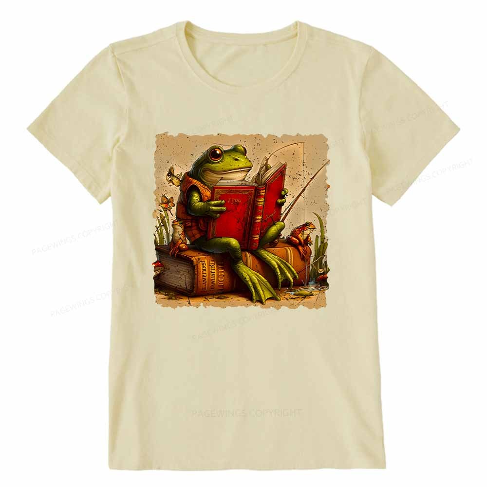 Pagewings Toad Fishing Book Reading Book Unisex Classic T-shirt