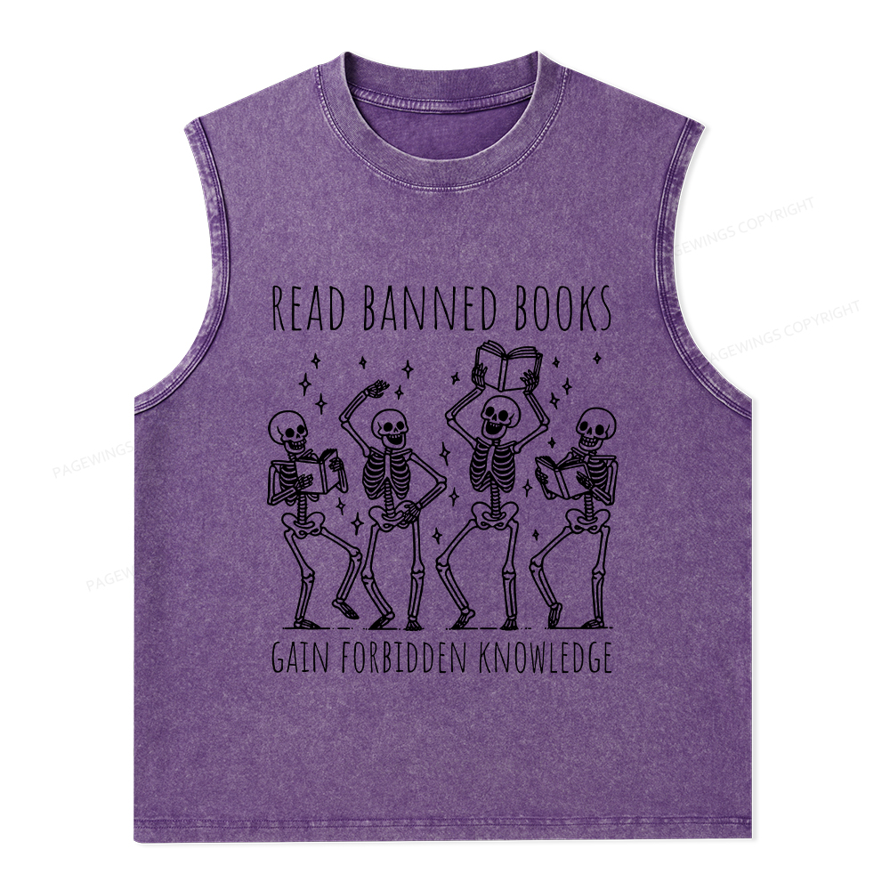 Pagewings Reading Books Tee Book Lover Gift Unisex Washed Tank Top