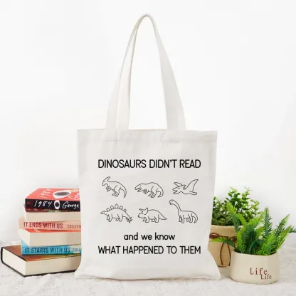 Pagewings Dinosaur Didn't Read Book Tote Bag