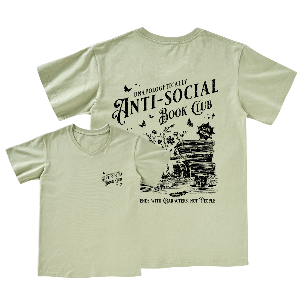Pagewings Anti-social Book Club Comfort Colors Shirt V-neck T-shirt