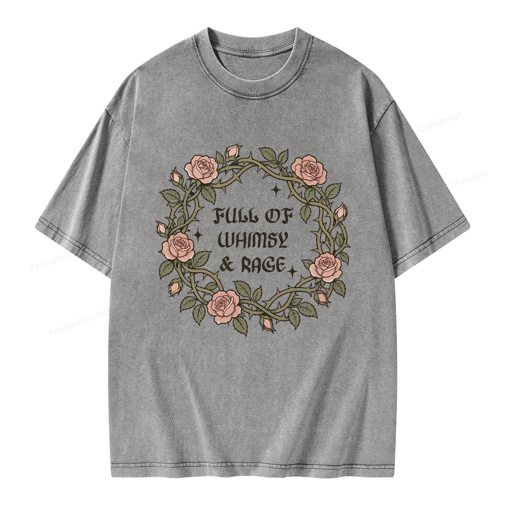 Pagewings Full of Whimsy and Rage Unisex Washed T-shirt