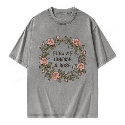 Pagewings Full of Whimsy and Rage Unisex Washed T-shirt