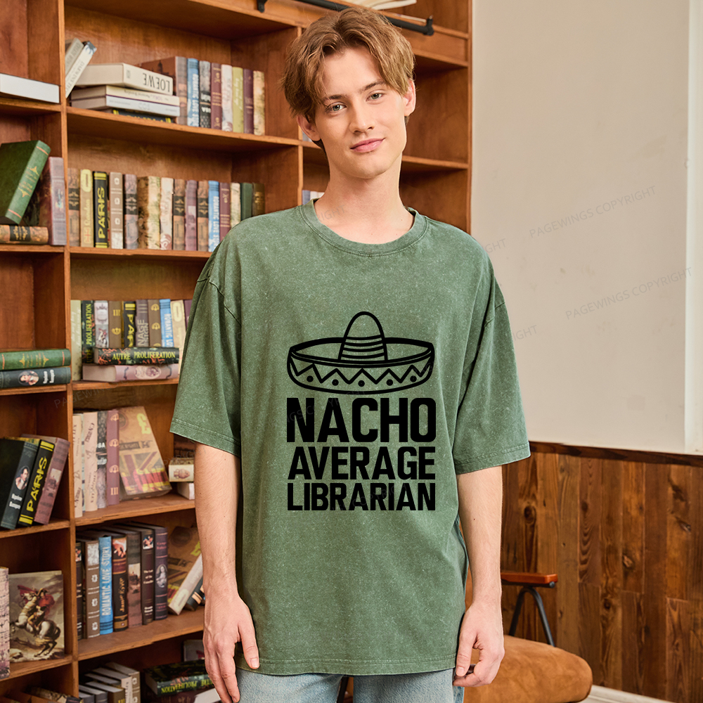 Pagewings Nacho Average Librarian Unisex Washed T-shirt
