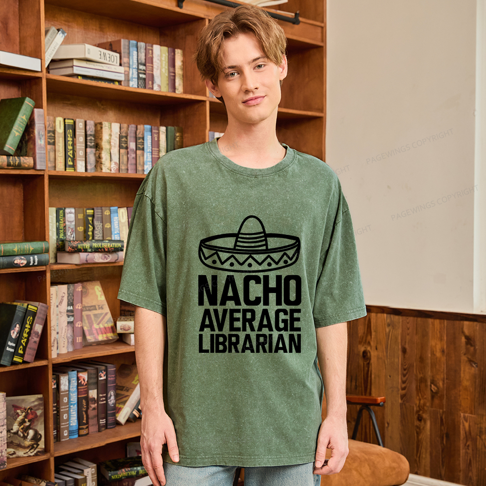 Pagewings Nacho Average Librarian Unisex Washed T-shirt