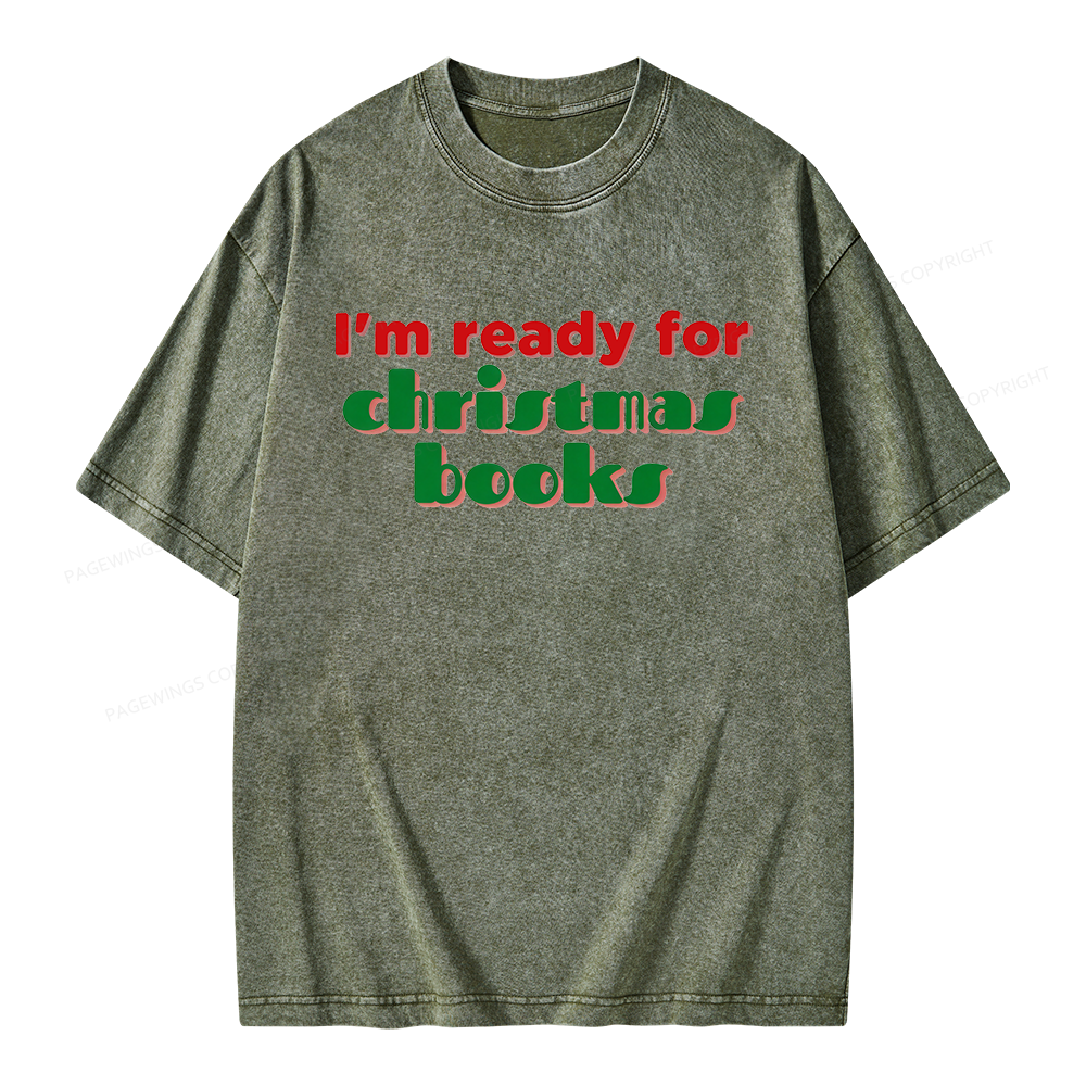 Pagewings Ready for Christmas Books Unisex Washed T-shirt