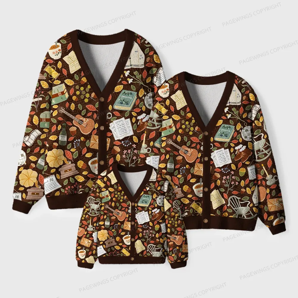 Pagewings Pumpkin Reading Season Unisex Ugly Cardigan Sweaters