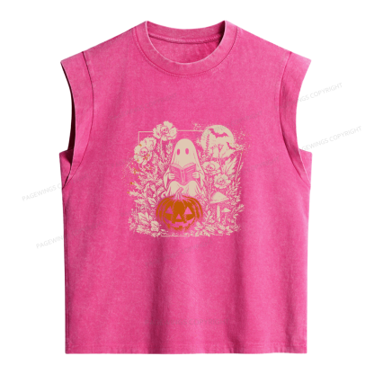 Pagewings Halloween Fall Ghost Women's Washed Tank Top