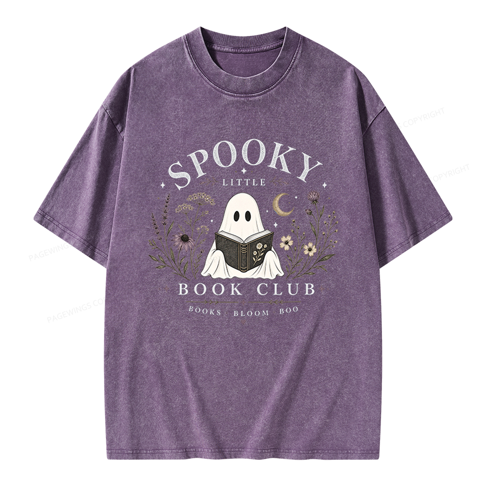 Pagewings Spooky Little Book Club Unisex Washed T-shirt