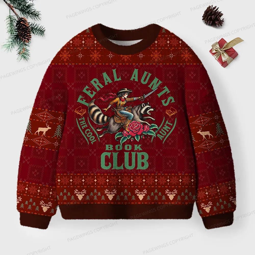 Pagewings Feral Aunts Book Club Unisex Ugly Knit Sweatshirt