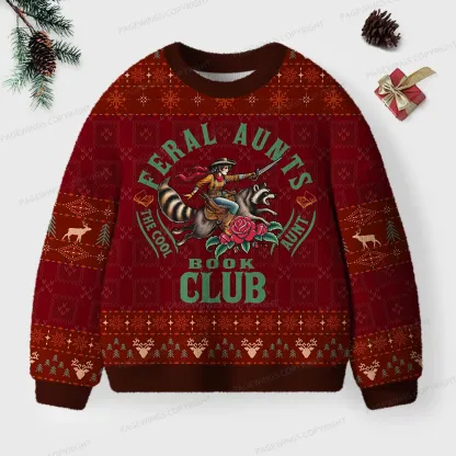 Pagewings Feral Aunts Book Club Unisex Ugly Knit Sweatshirt