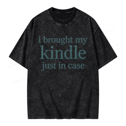 Pagewings Embroidered I Brought My Kindle Unisex Washed T-shirt