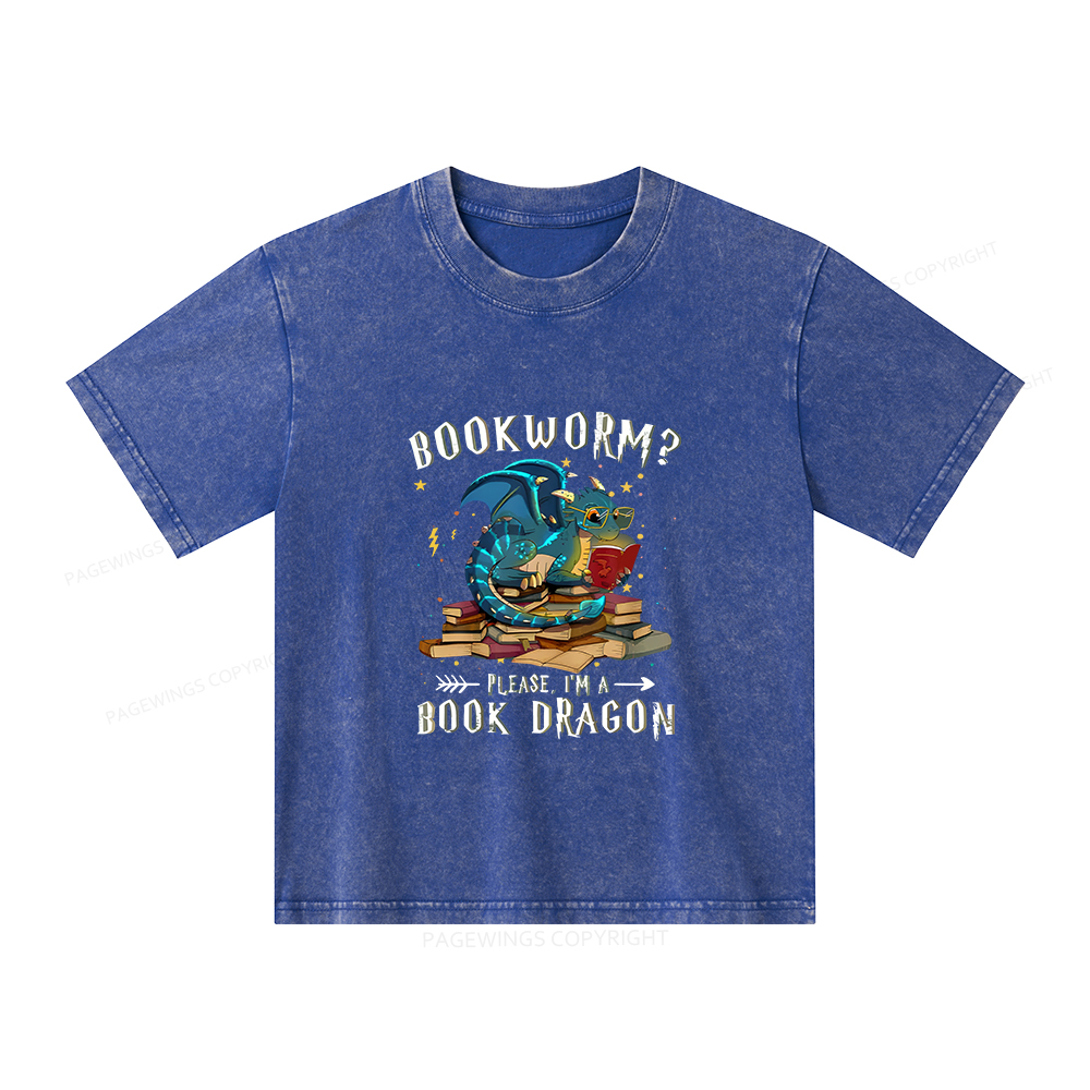 Pagewings Dragon Book Unisex Kids Washed T-shirt