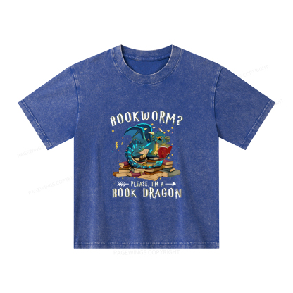 Pagewings Dragon Book Unisex Kids Washed T-shirt