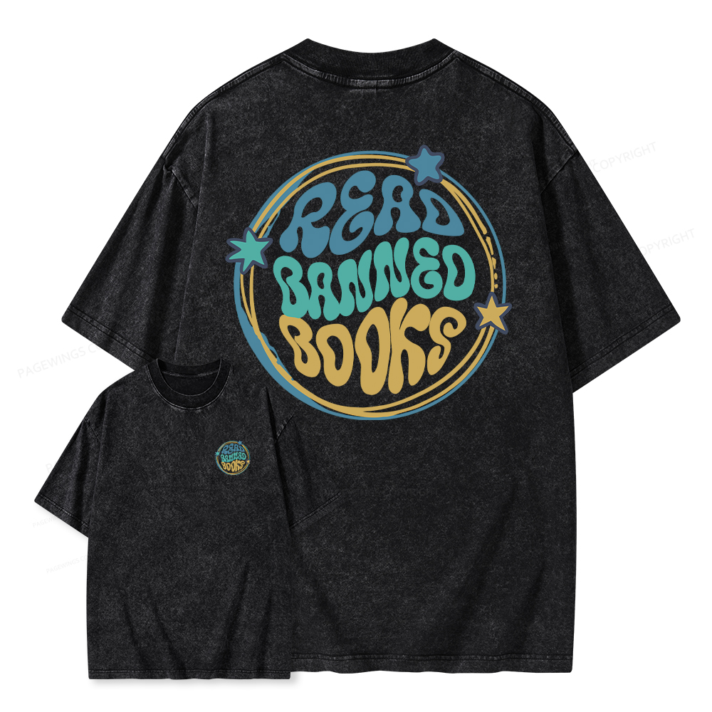 Pagewings Read Banned Books Unisex Washed T-shirt