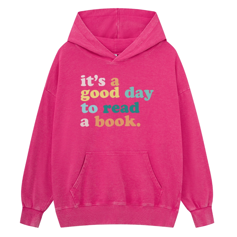 Pagewings It’s a Good Day to Read a Book Unisex Washed Hoodie