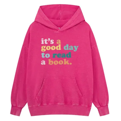 Pagewings It’s a Good Day to Read a Book Unisex Washed Hoodie