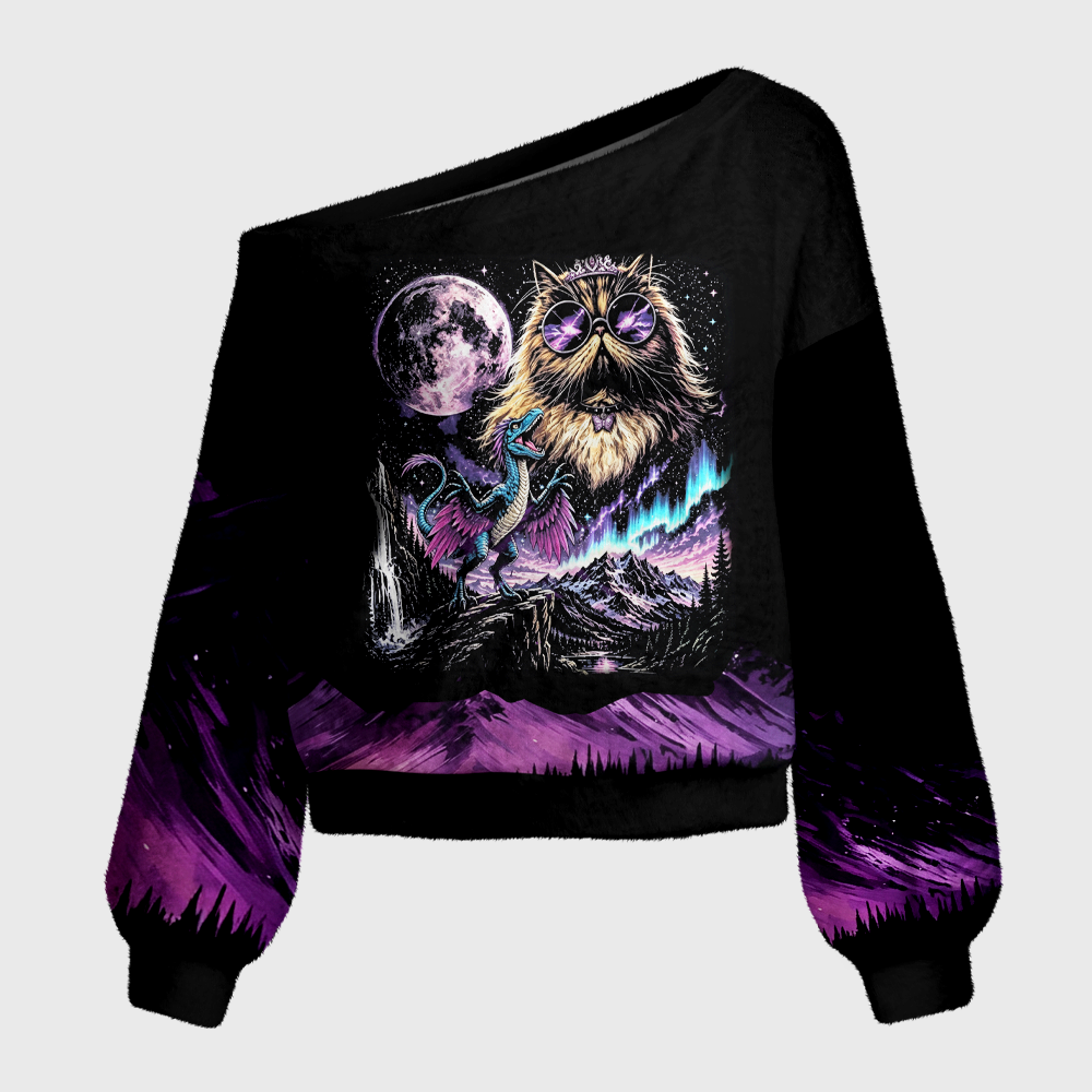 Pagewings Sci Fi Book Lover Off Shoulder Ugly Knit Sweater