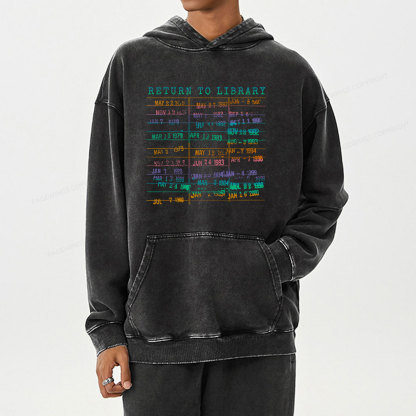 Pagewing Vintage Library Rainbow Unisex Washed Hoodie