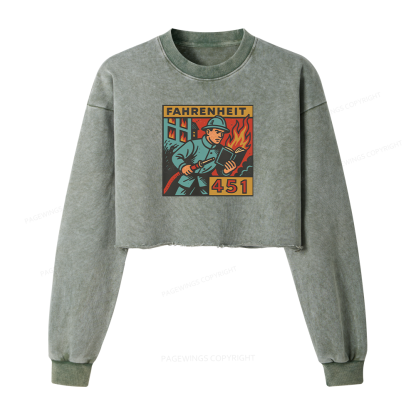 Pagewings Literature 451 Washed Crop Sweatshirt