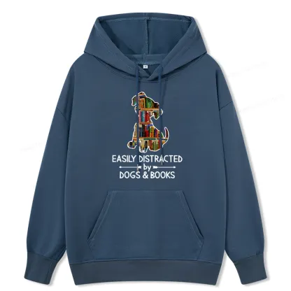 Pagewings Easily Distracted By Dogs And Books Unisex Classic Hoodie