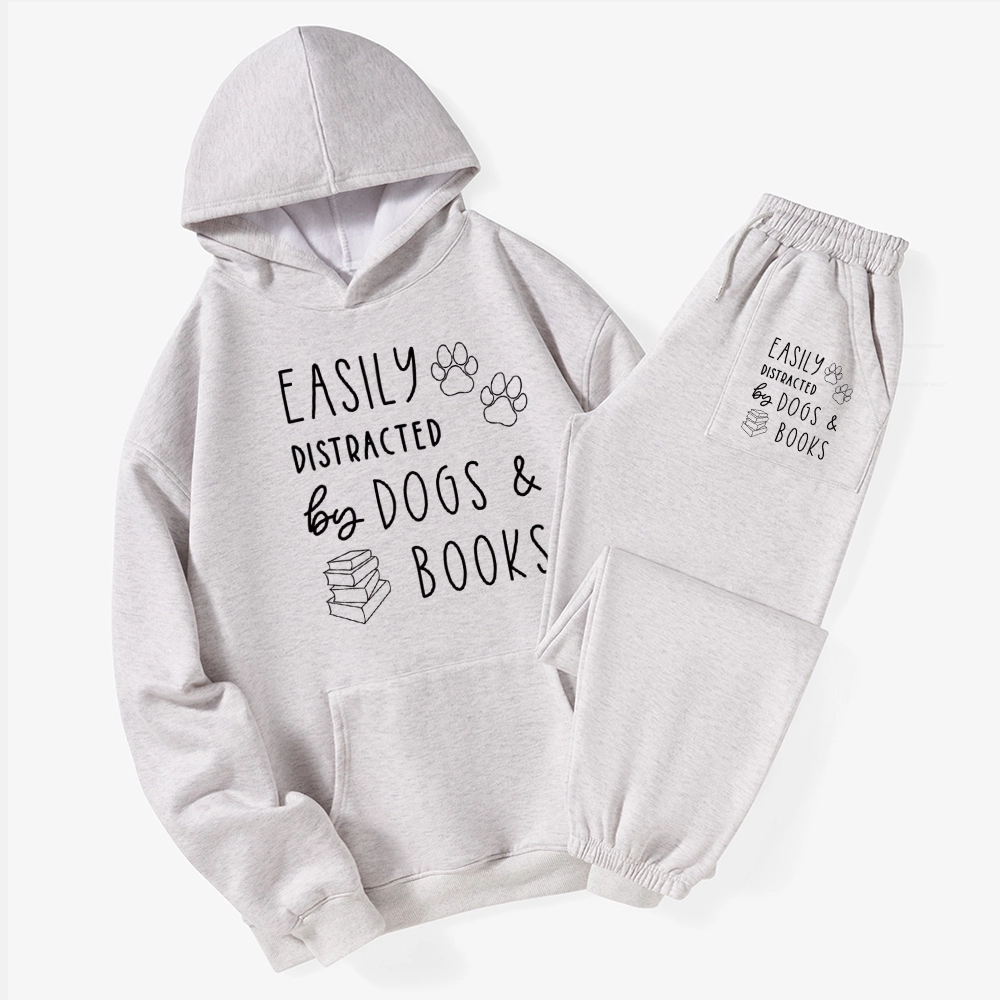 Pagewings Dogs And Books Unisex Fleece Hoodie Set