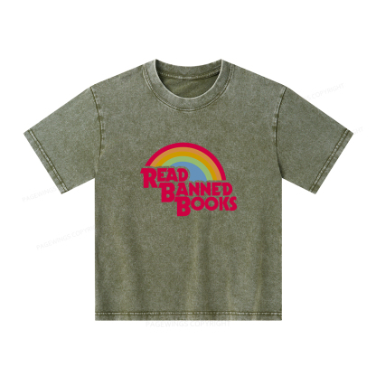 Pagewings Read Banned Books Unisex Kids Washed T-shirt