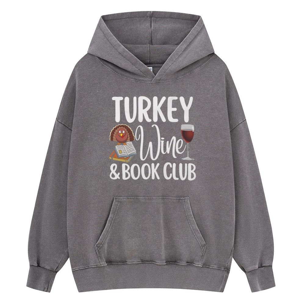 Pagewings Book Club Wine Unisex Washed Hoodie