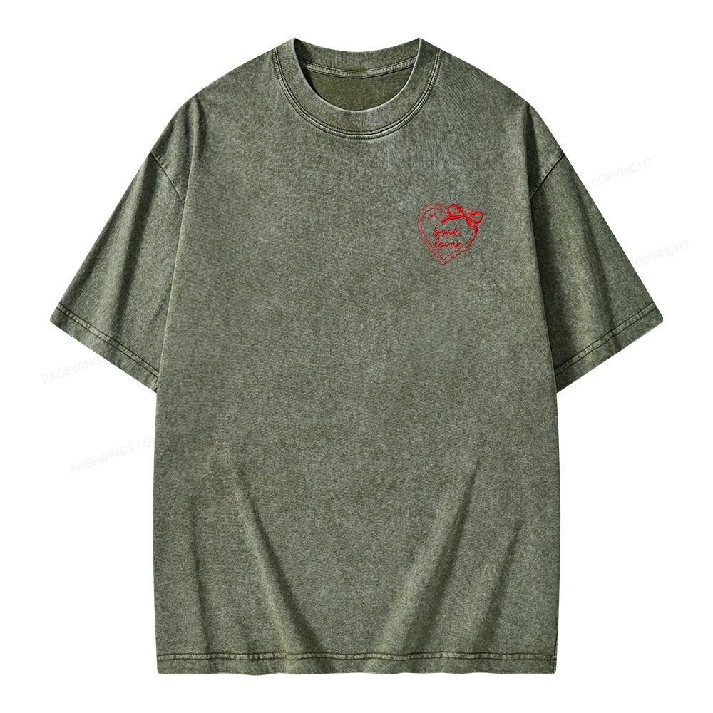 Pagewings Embroidered Book Lover Unisex Washed T-shirt