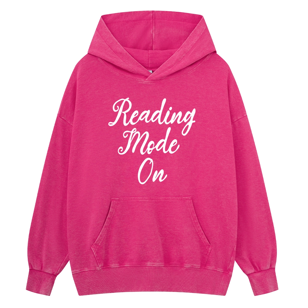 Pagewings Book Reading Mode On Unisex Washed Hoodie