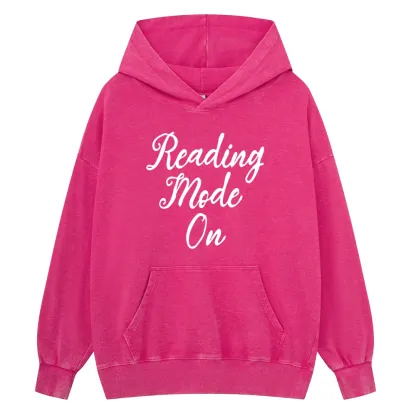 Pagewings Book Reading Mode On Unisex Washed Hoodie