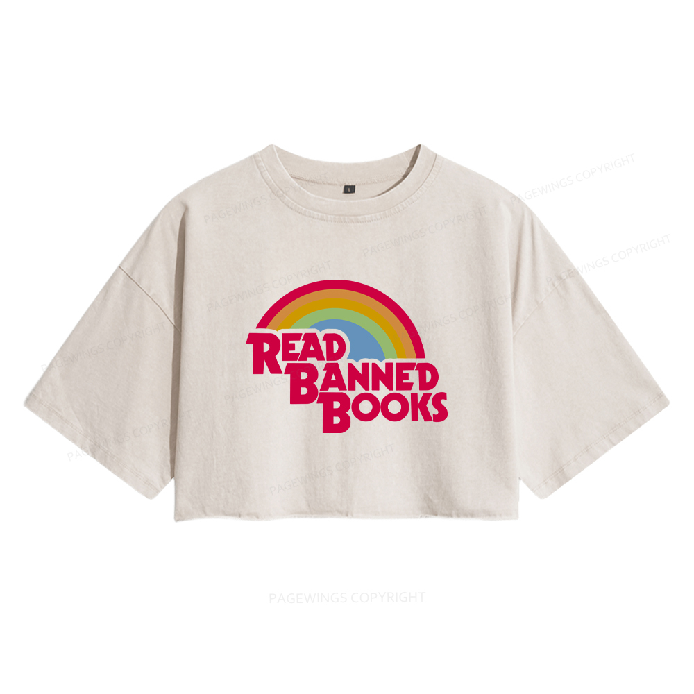 Pagewings Read Banned Books Women's Washed Cropped T-shirt