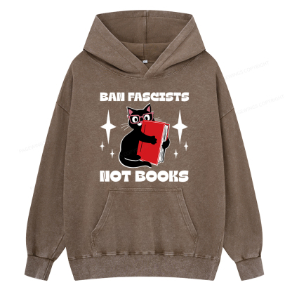 Pagewings Ban Fascists Not Books Unisex Washed Hoodie