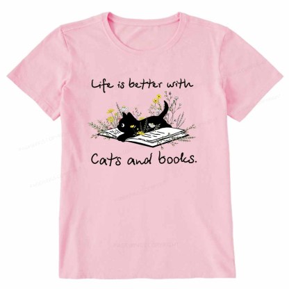 Pagewings Life Is Better With Cats And Books Unisex Classic T-shirt