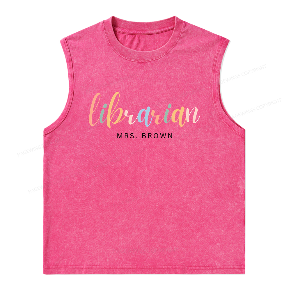 Pagewings Personalized Gift for Librarian Unisex Washed Tank Top
