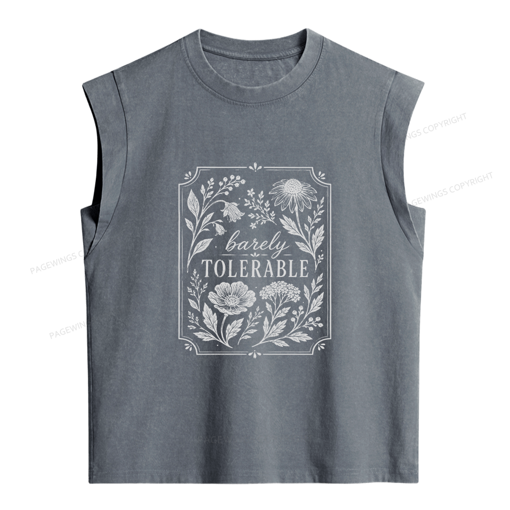 Pagewings Barely Tolerable Women's Washed Tank Top