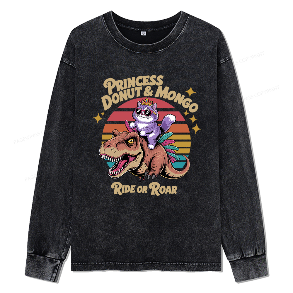 Pagewings Princess Donut & Mongo Unisex Washed Long Sleeve T-shirt