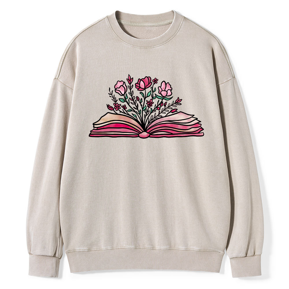 Pagewings Booktrovert Definition Funny Book Lover Png Washed Sweatshirt