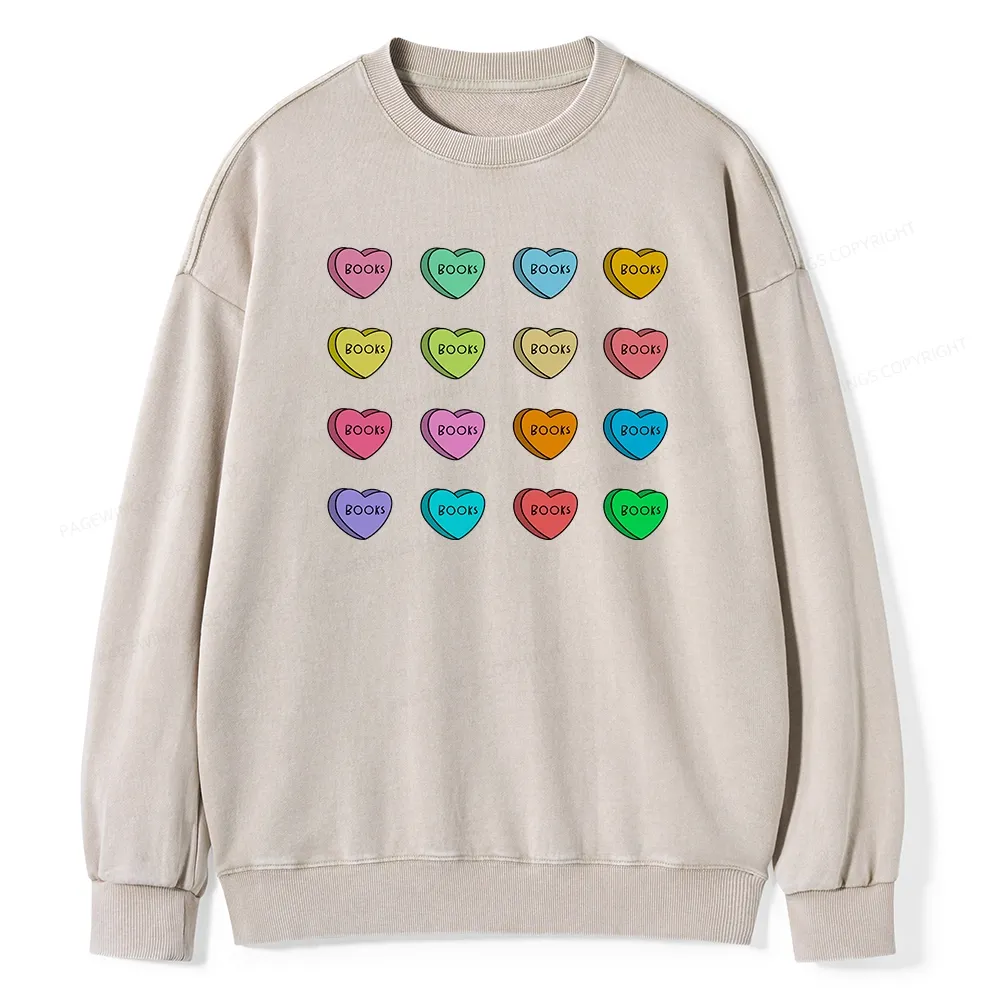 Pagewings Valentine's Day Librarian Unisex Washed Sweatshirt