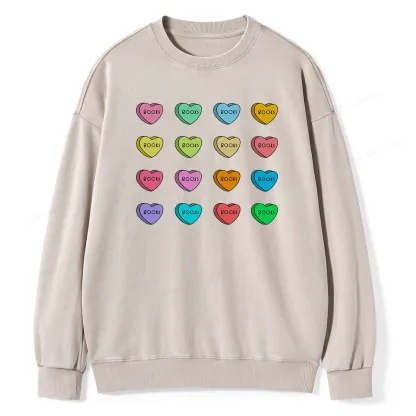 Pagewings Valentine's Day Librarian Unisex Washed Sweatshirt