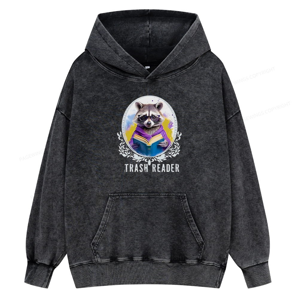 Pagewings Trash Reader Unisex Washed Hoodie