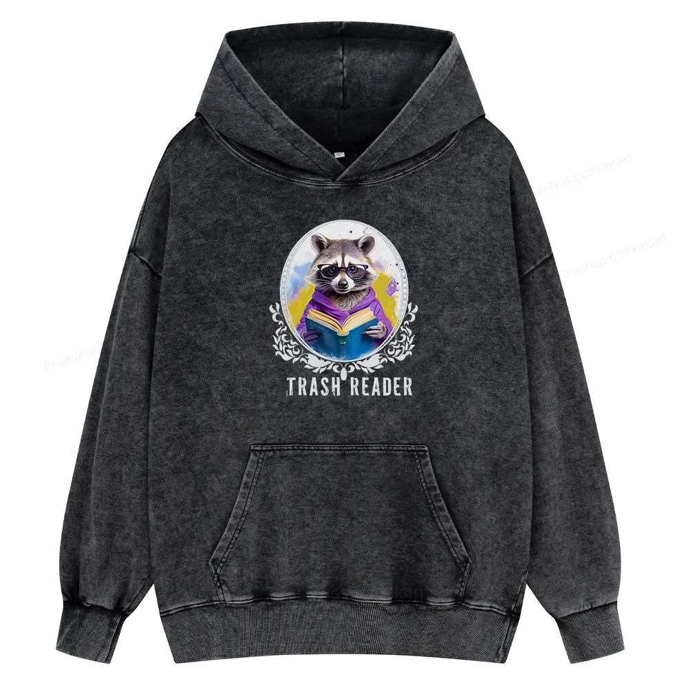 Pagewings Trash Reader Unisex Washed Hoodie